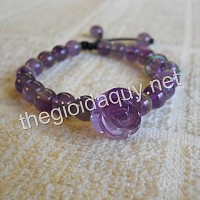 Vòng tay dây rút 6 ly Hoa Mẫu Đơn thạch anh tím