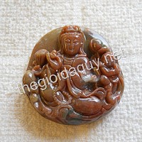 Mặt Quan Âm Đồng Tử Chalcedony đỏ dầy