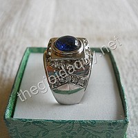 Nhẫn Bạc Nam Sapphire xanh