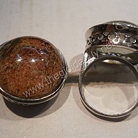 Nhẫn bạc đá thạch anh rêu đỏ