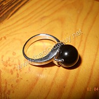 Nhẫn bạc đá đen Phật Sơn