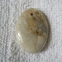 Mặt Oval đá chalcedony trắng