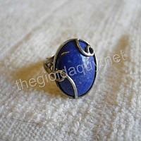Nhẫn bạc đá lapis lazuli oval